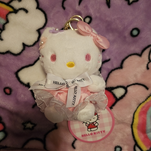 Hello kitty plush keychain pink spring dress sanrio plush keychain valen… - Picture 3 of 3